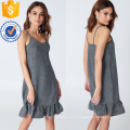 Rüschen Rüschen Spaghetti Strap Silber Mini Sommerkleid Herstellung Großhandel Mode Frauen Bekleidung (TA0313D)